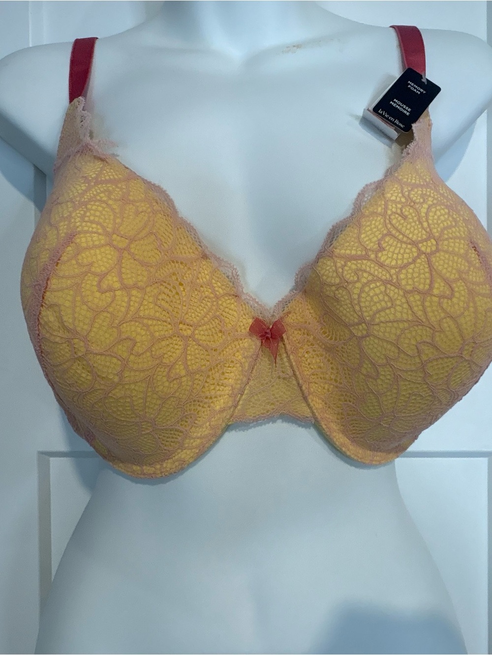 La Vie En Rose Yellow Bra with Pink Trim